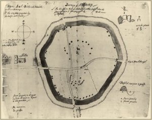 The antiwuarian John Aubrey's plan of Avebury in 1663.